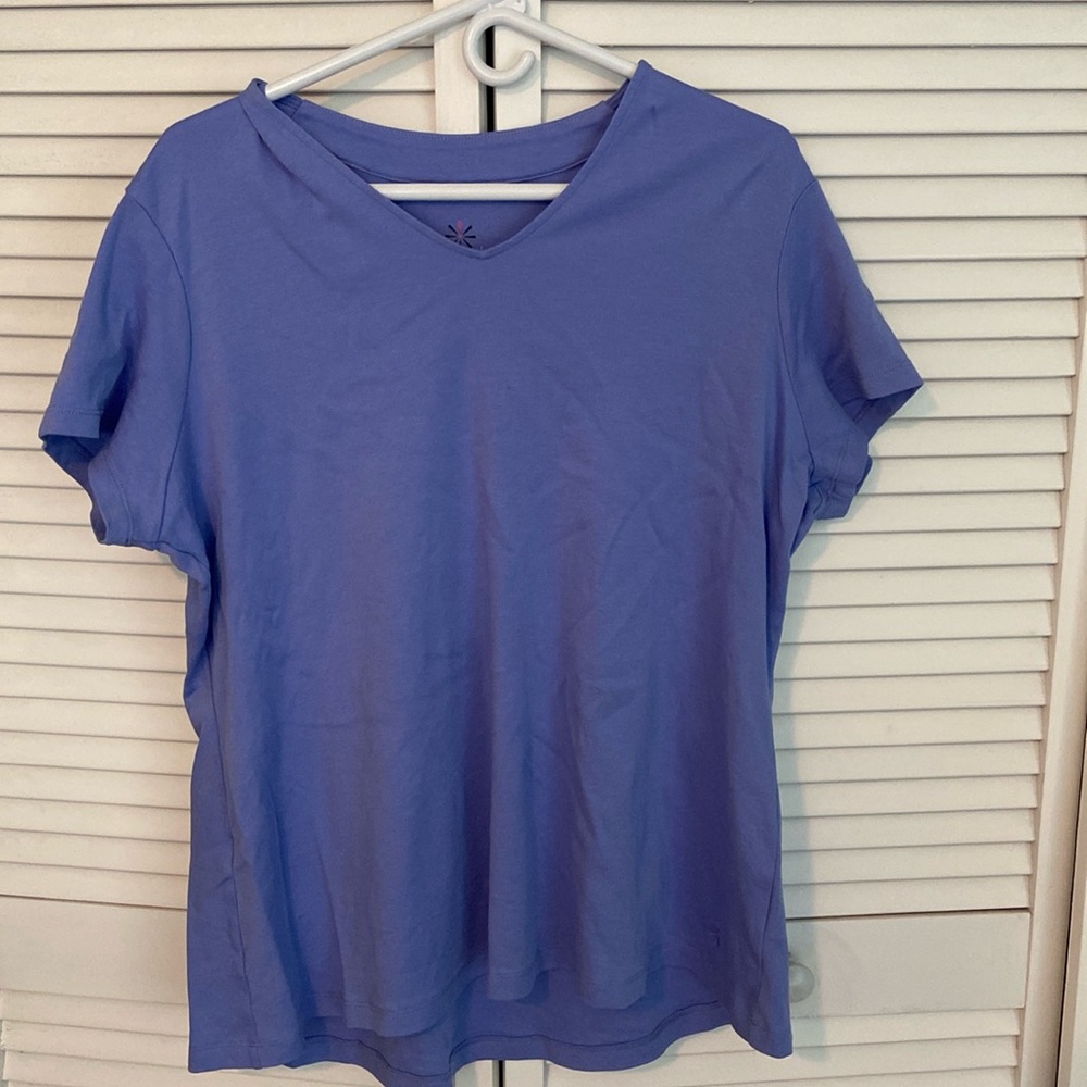 Isaac Mizrahi Womens Pima Cotton V Neck Swing Top 1X
